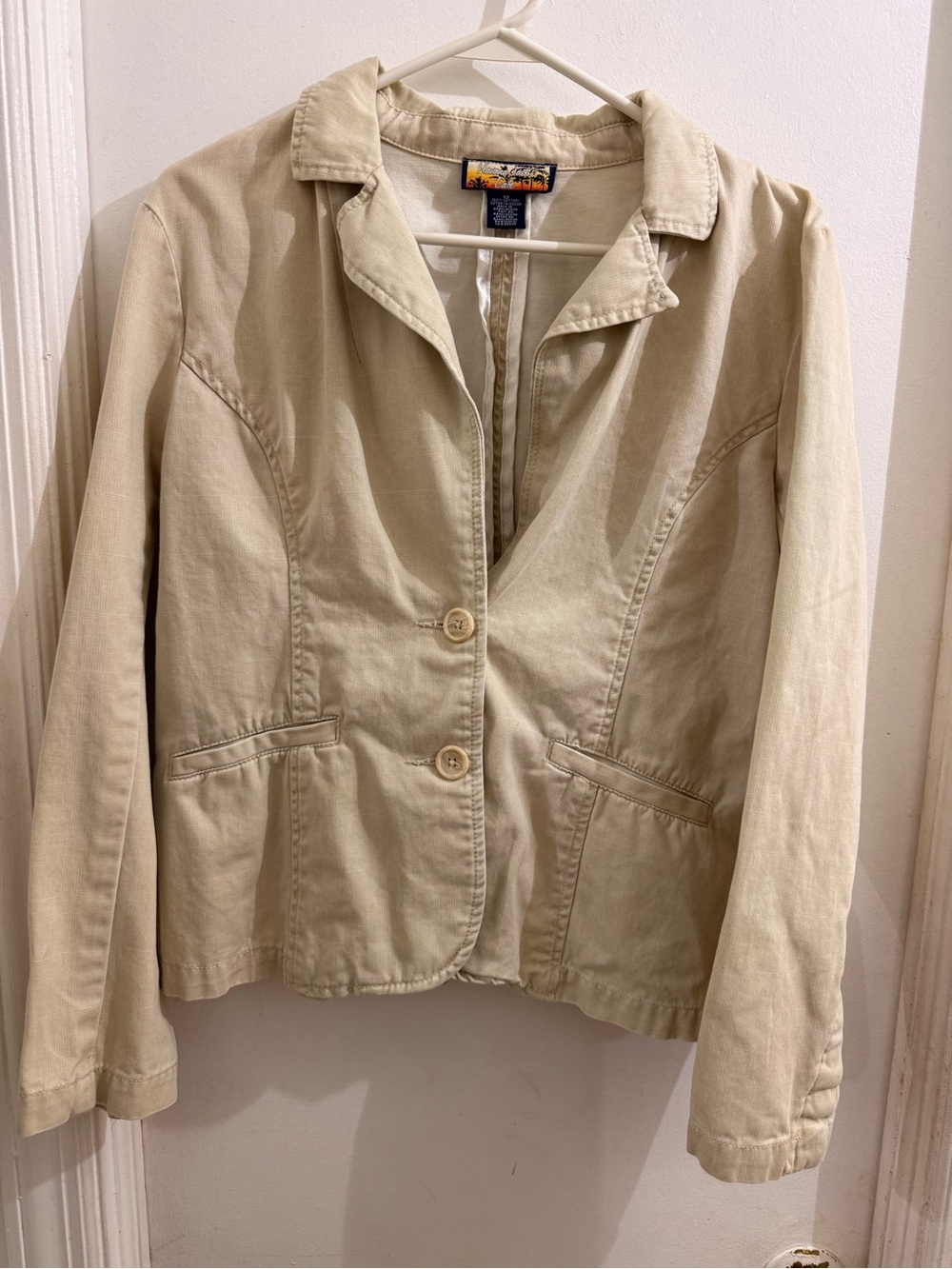 Women's Neutral Tailored Two-Button Blazer Jacket